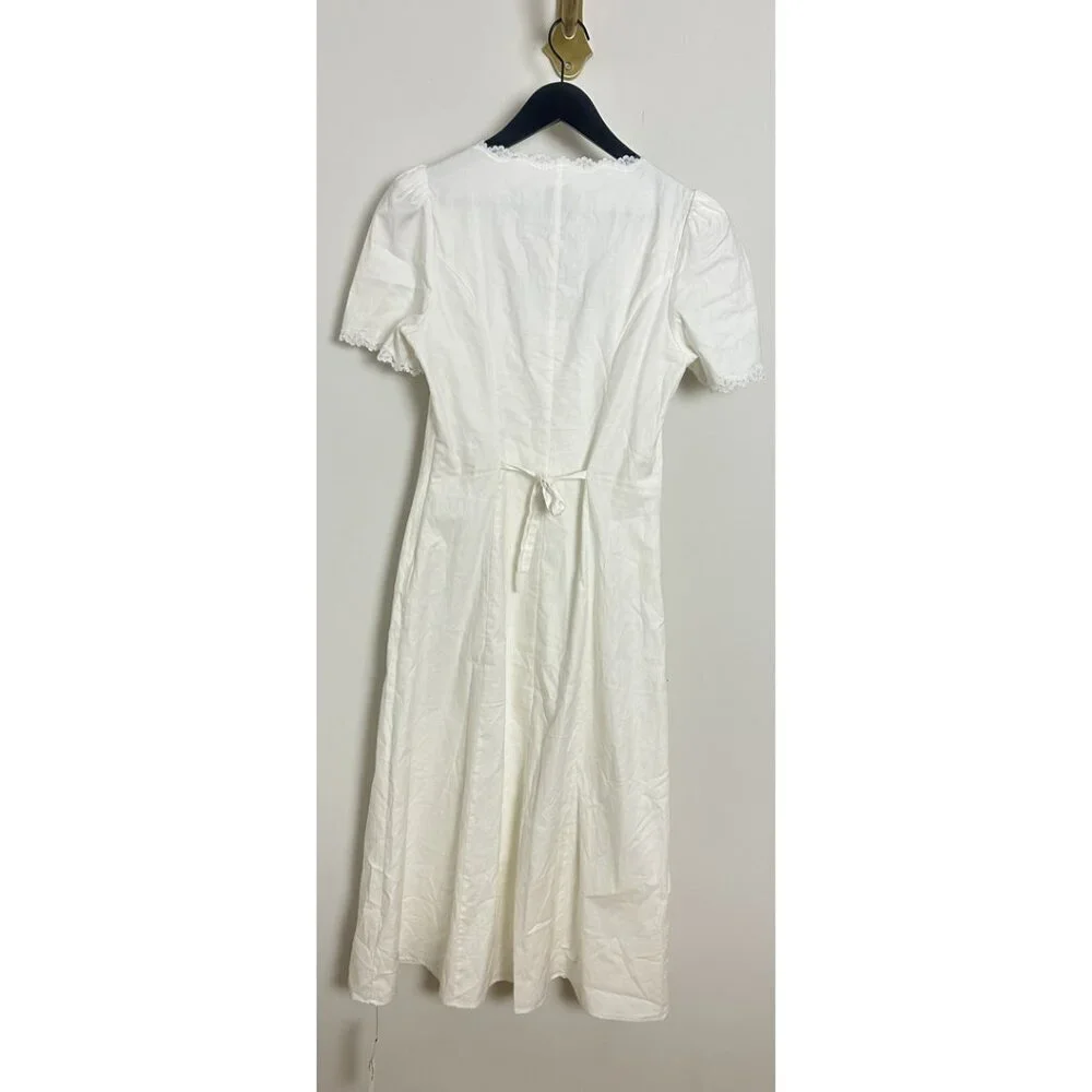 REFORMATION Alida Organic Cotton Button-Up Midi Dress in White Size US 4 - Picture 8 of 15